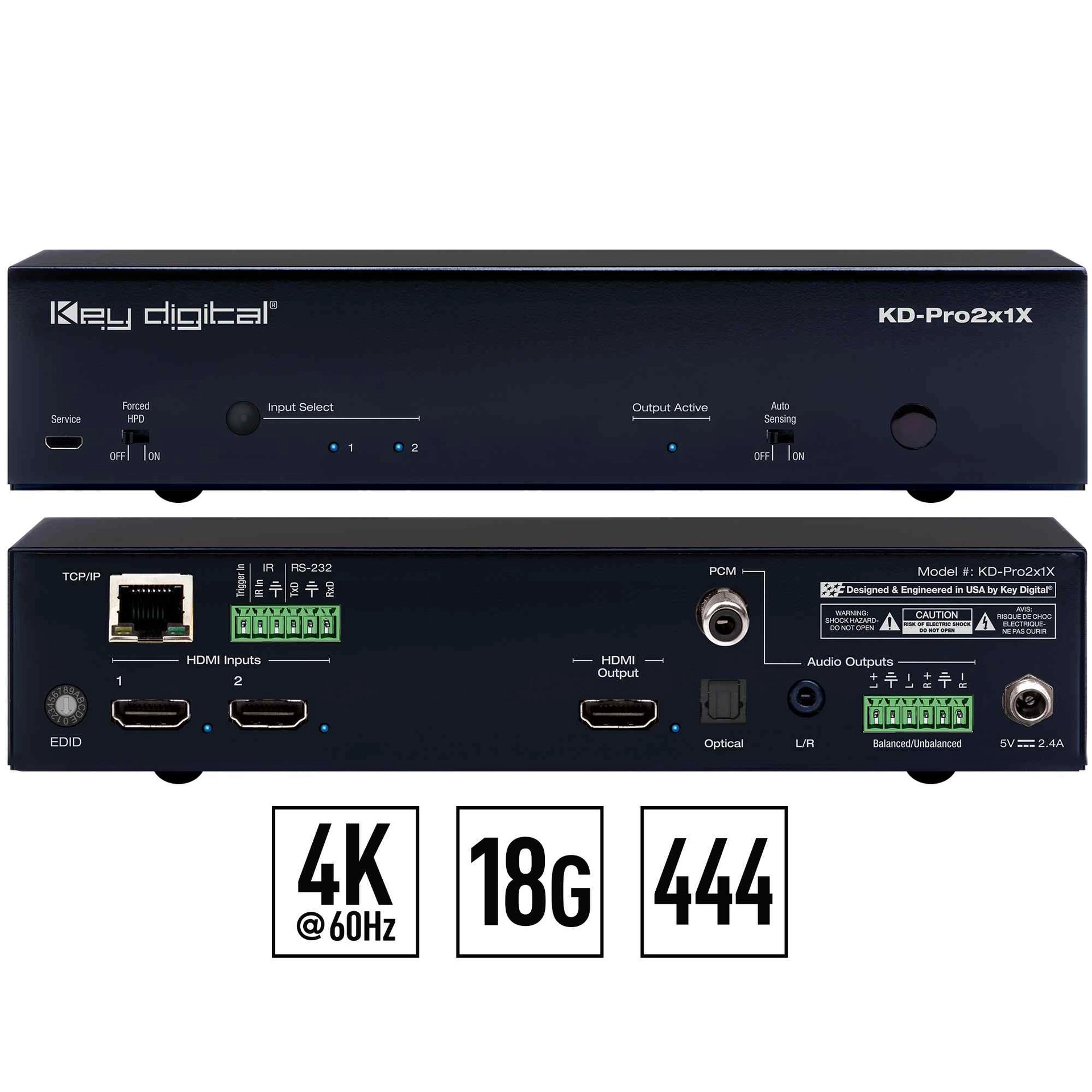 Key Digital KD-Pro2x1X 2x1 4K/18G HDMI Switcher
