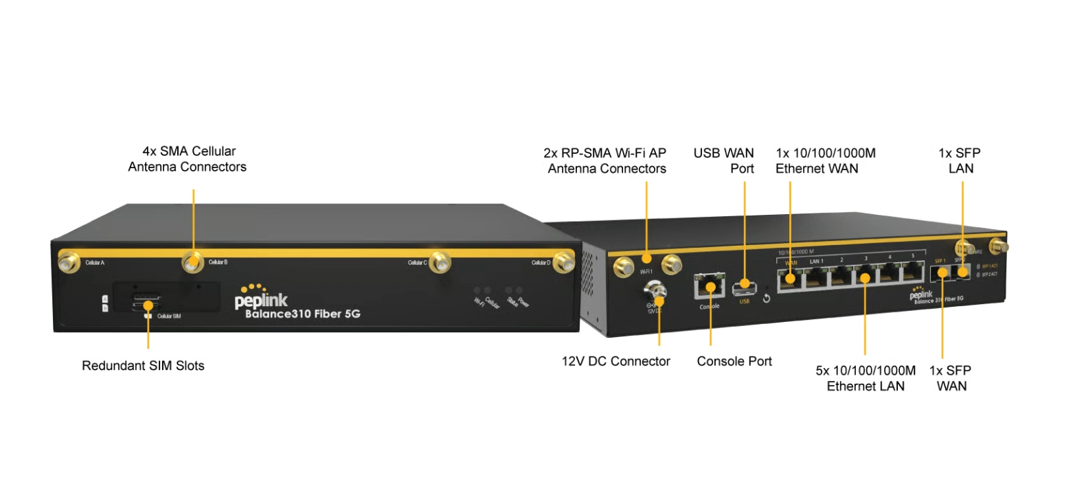 Peplink Balance 310 Fiber 5G – Fiber ve 5G Destekli Kurumsal Router