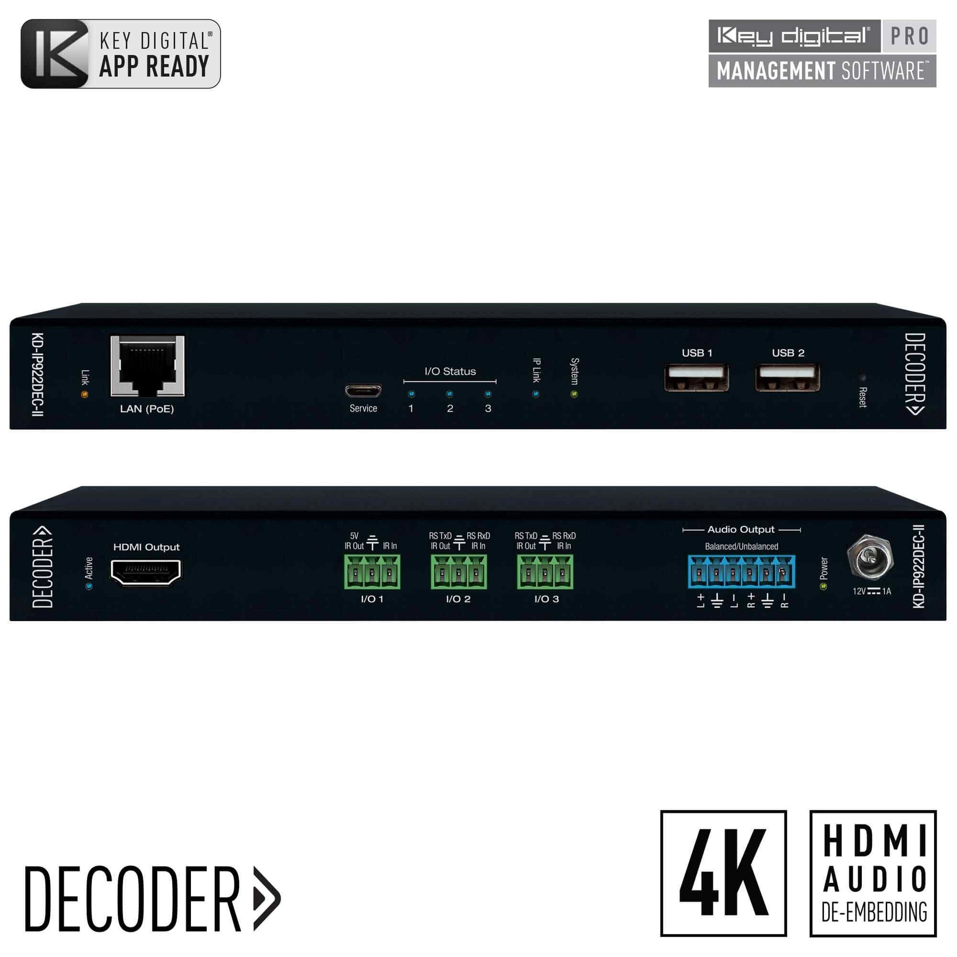 Key Digital KD-IP922DEC 4K UHD AV over IP Decoder
