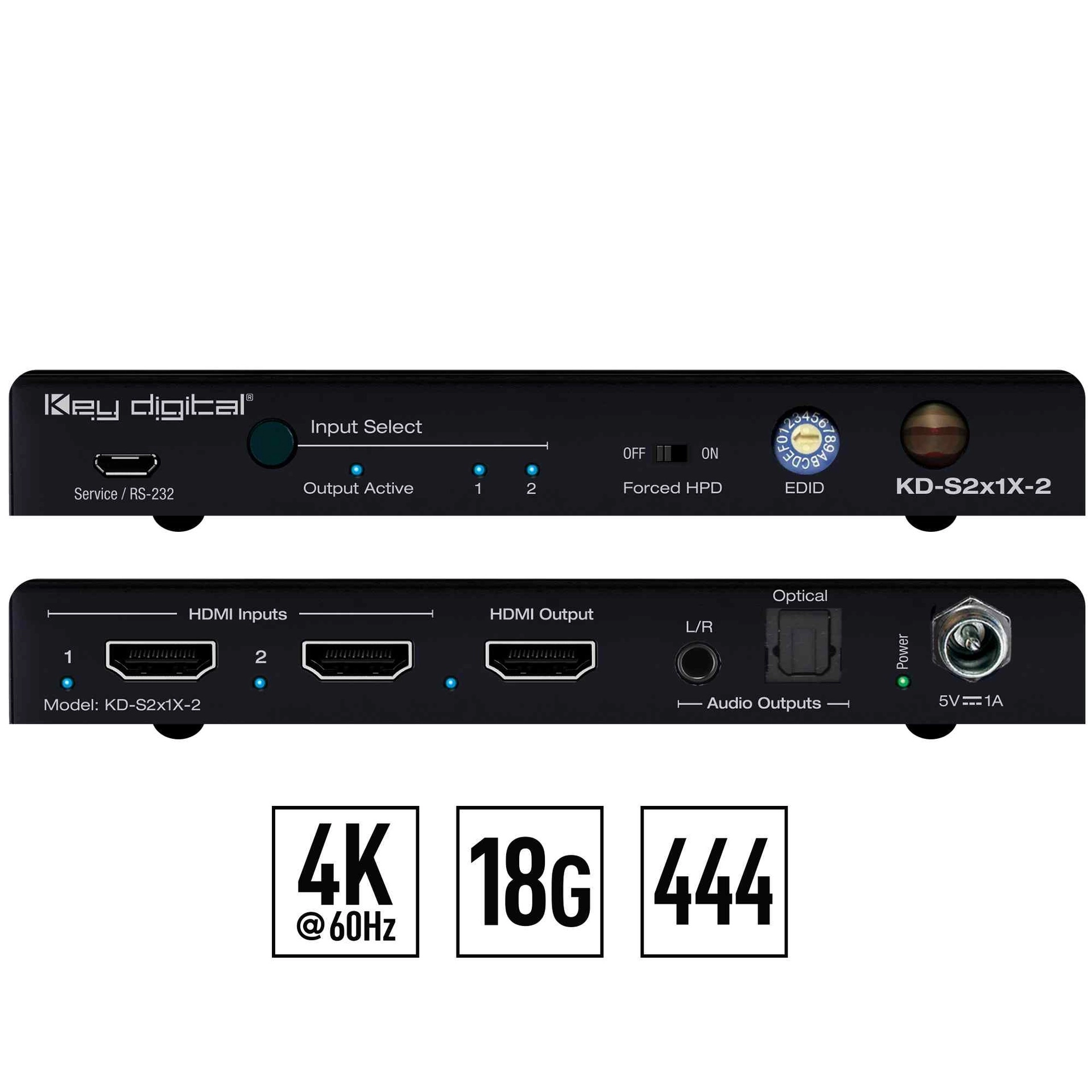 Key Digital KD-S2X1X-2 2x1 4K/18G HDMI Switcher 