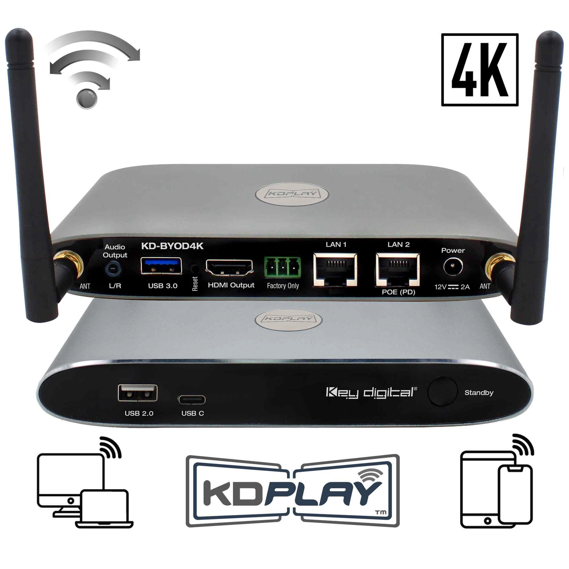 Key Digital KD-BYOD4K KDPlay Wireless Presentation Gateway