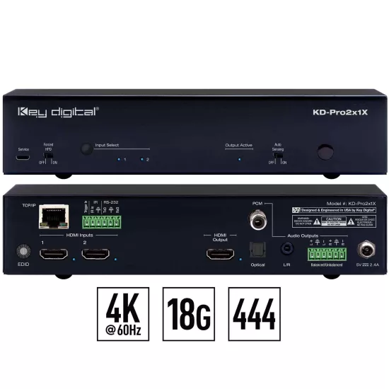 Key Digital KD-Pro2x1X 2x1 4K/18G HDMI Switcher