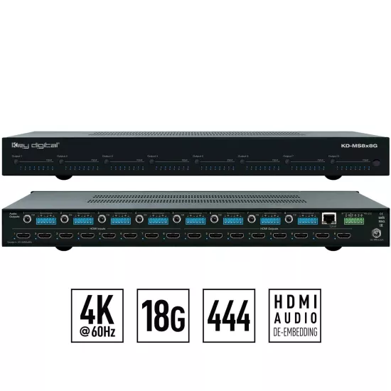 Key Digital KD-MS8x8G 8x8 4K/18G HDMI Matrix Switcher