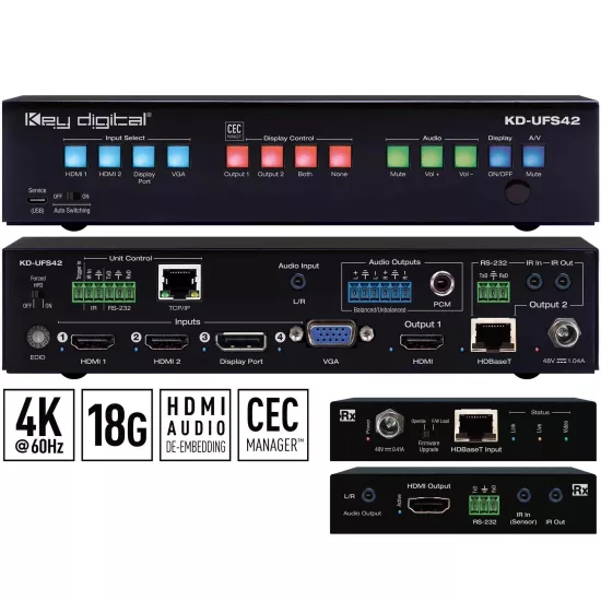 Key Digital KD-UFS42 4K/18G Universal Format Switcher
