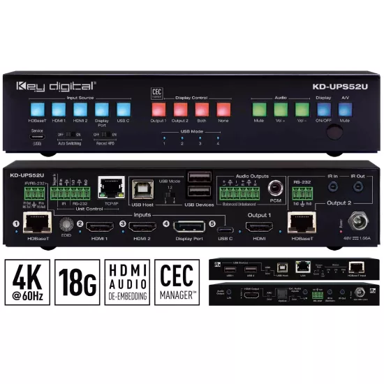 Key Digital KD-UPS52U 4K/18G USB Universal Presentation Switcher
